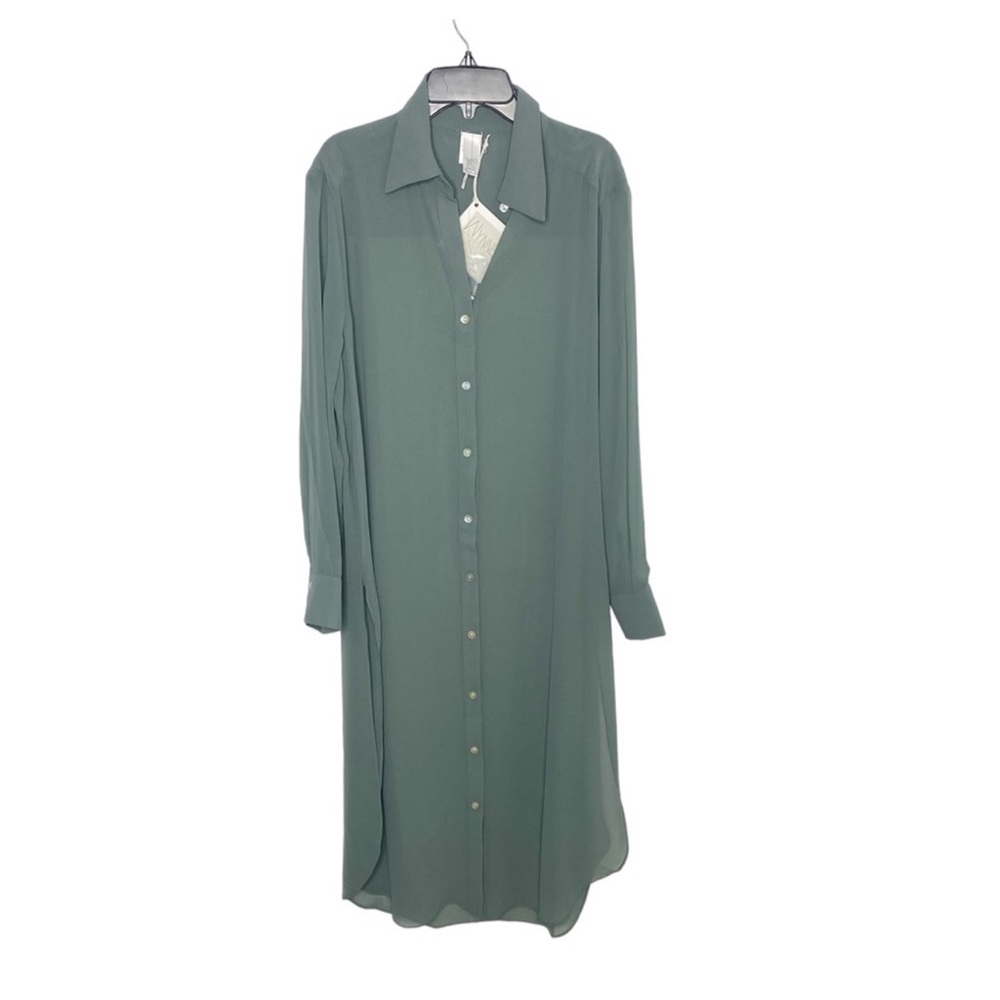 Lightweight longline pale green cover with side slits medium NWT
